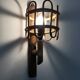Pair of rattan bamboo lantern wall lights. 1950s-1960s