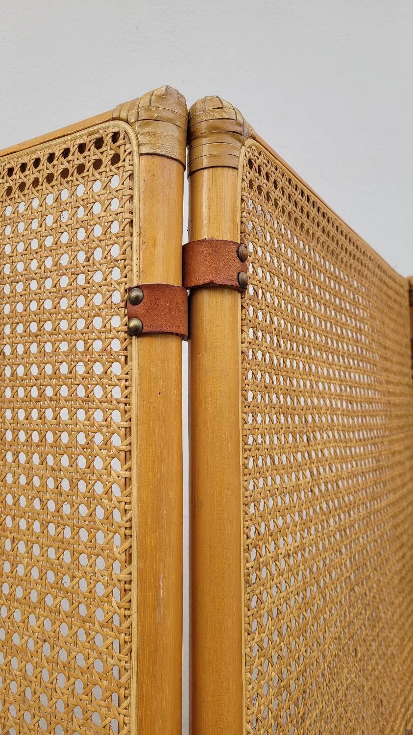 Vintage wicker claustra screen - 1950s