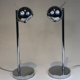 Pair of eyeball lamp Agemob chrome