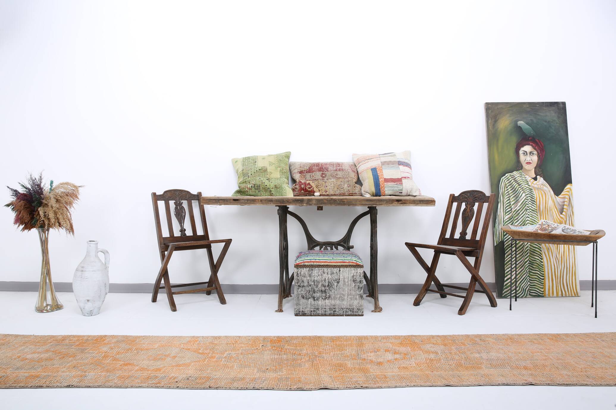 2x12 Long Narrow Orange Vintage Runner Rug, 75x378Cm SK 18494 FREE SHIPPING