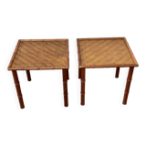 Pair of Vintage Rattan Bedside Tables