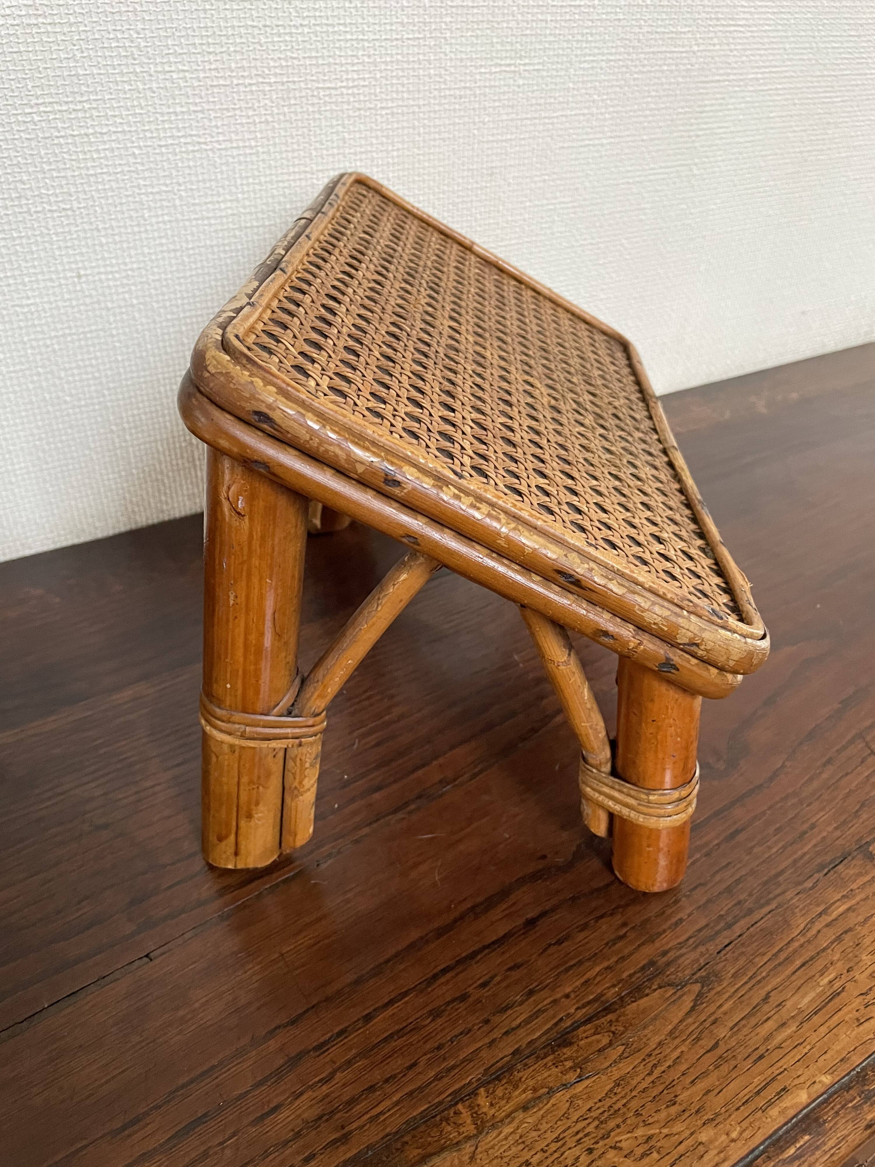 Rattan and cane footrest from the 1950s