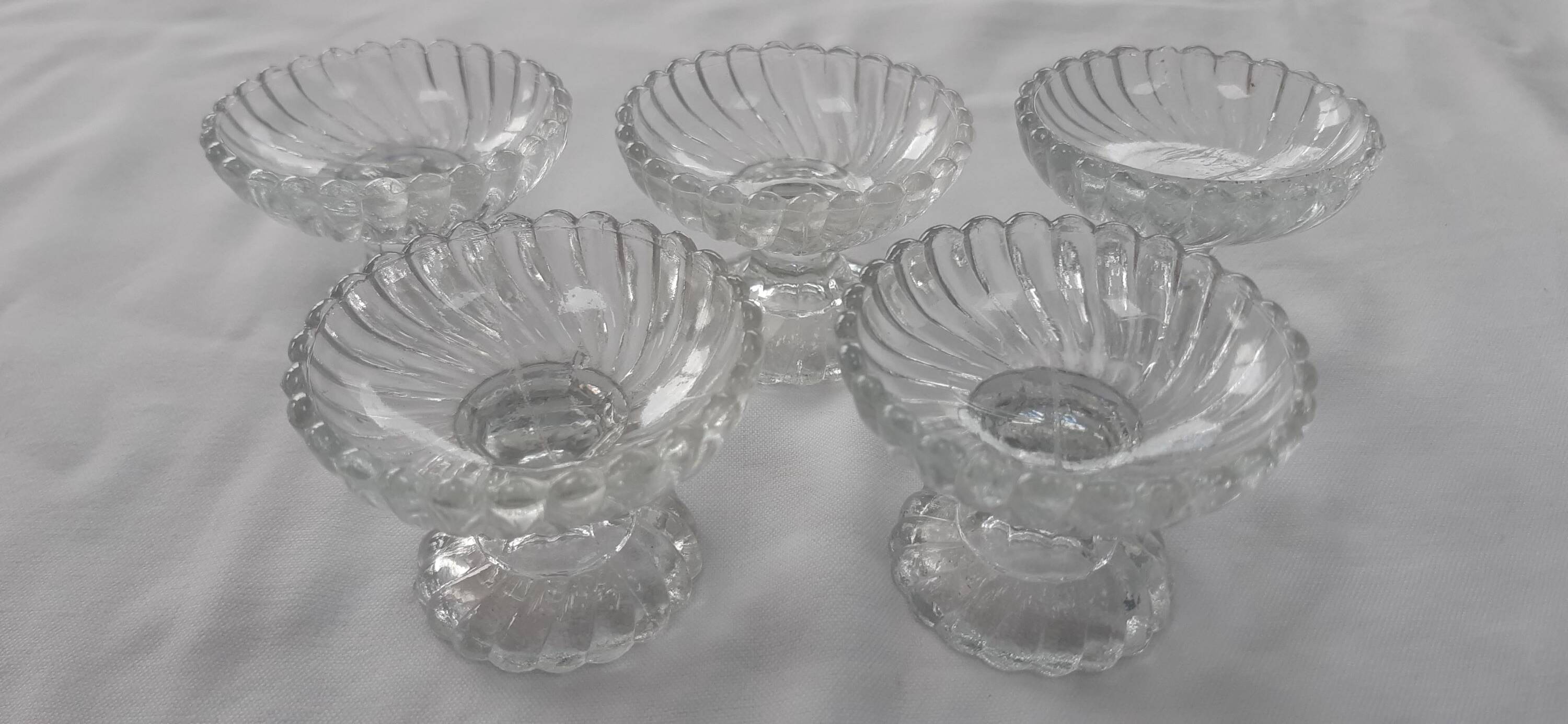 Set of 5 very old mini compote dishes, PORTIEUX