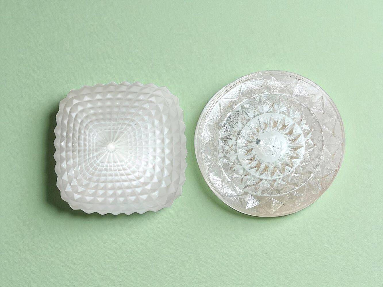 Pair glass flush mount lights wall or ceiling