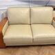 2 sofas 2 seats B&B Italia, cream leather and wood