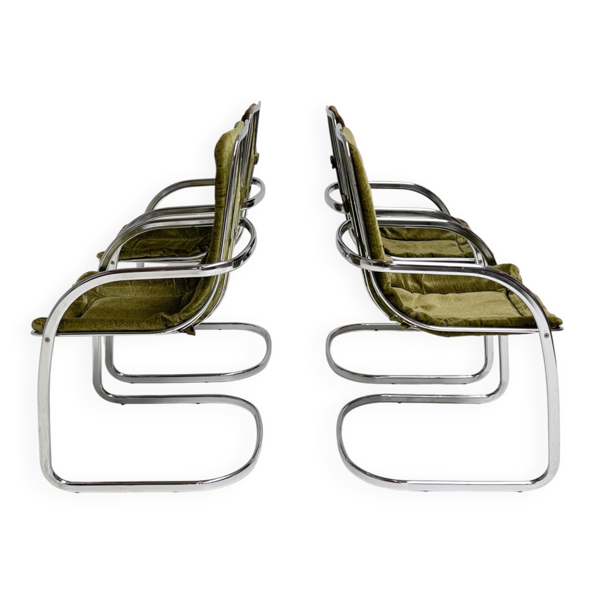 Set of 4 chrome wire chairs by Gastone Rinaldi for Rima, 1960s