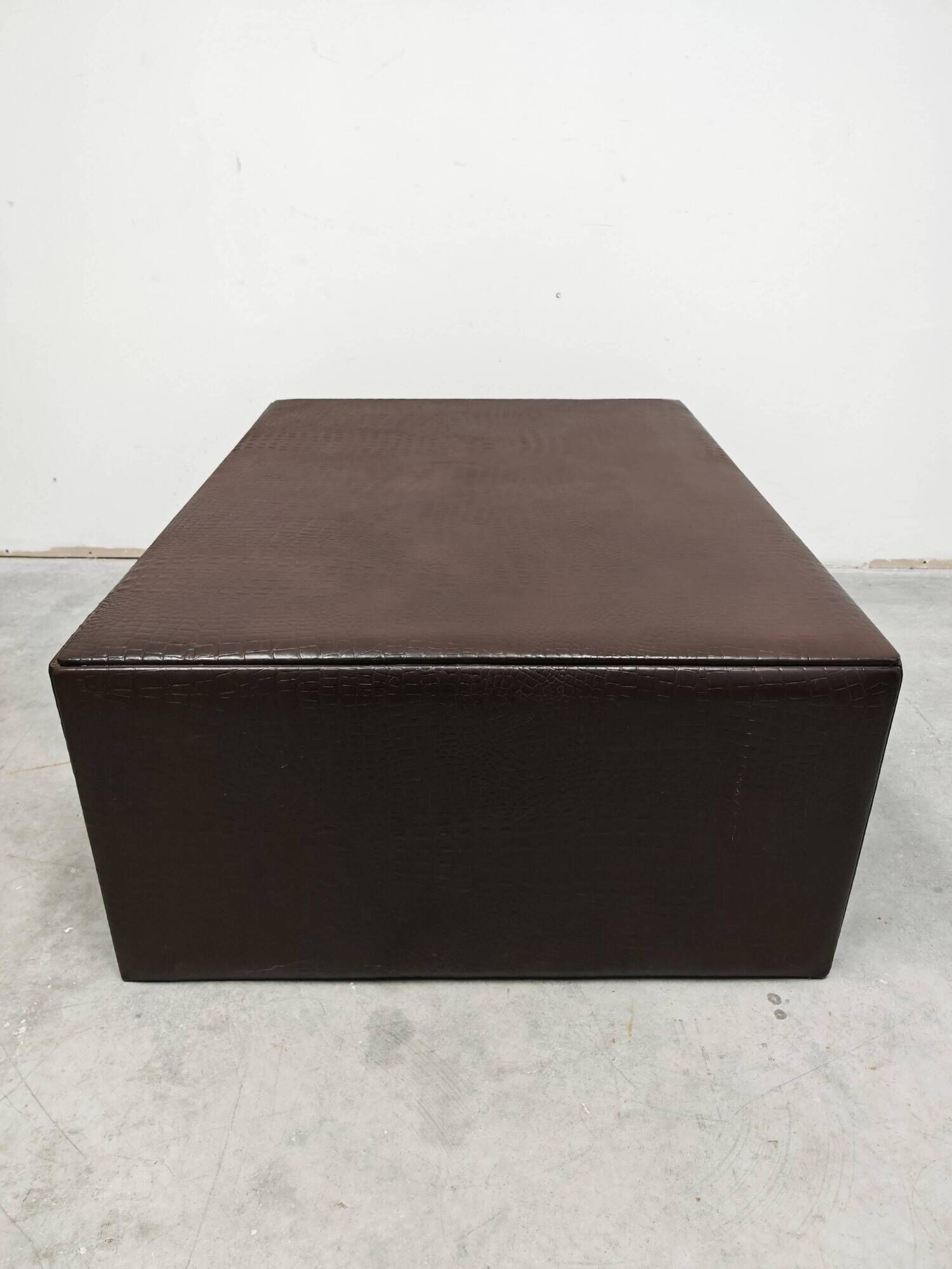 Crocodile-printed leather coffee table or ottoman, attributed to Fendi Casa.