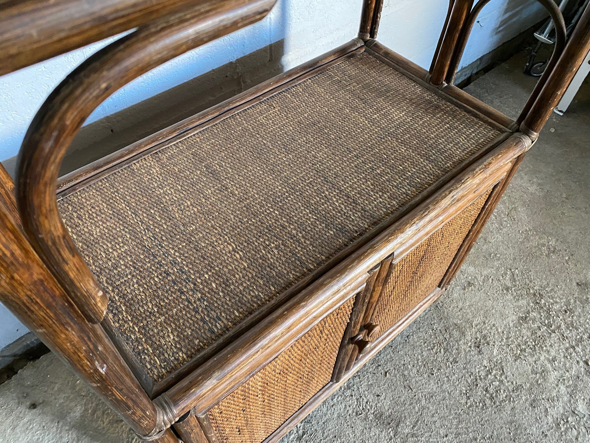 Vintage rattan bookcase 70s