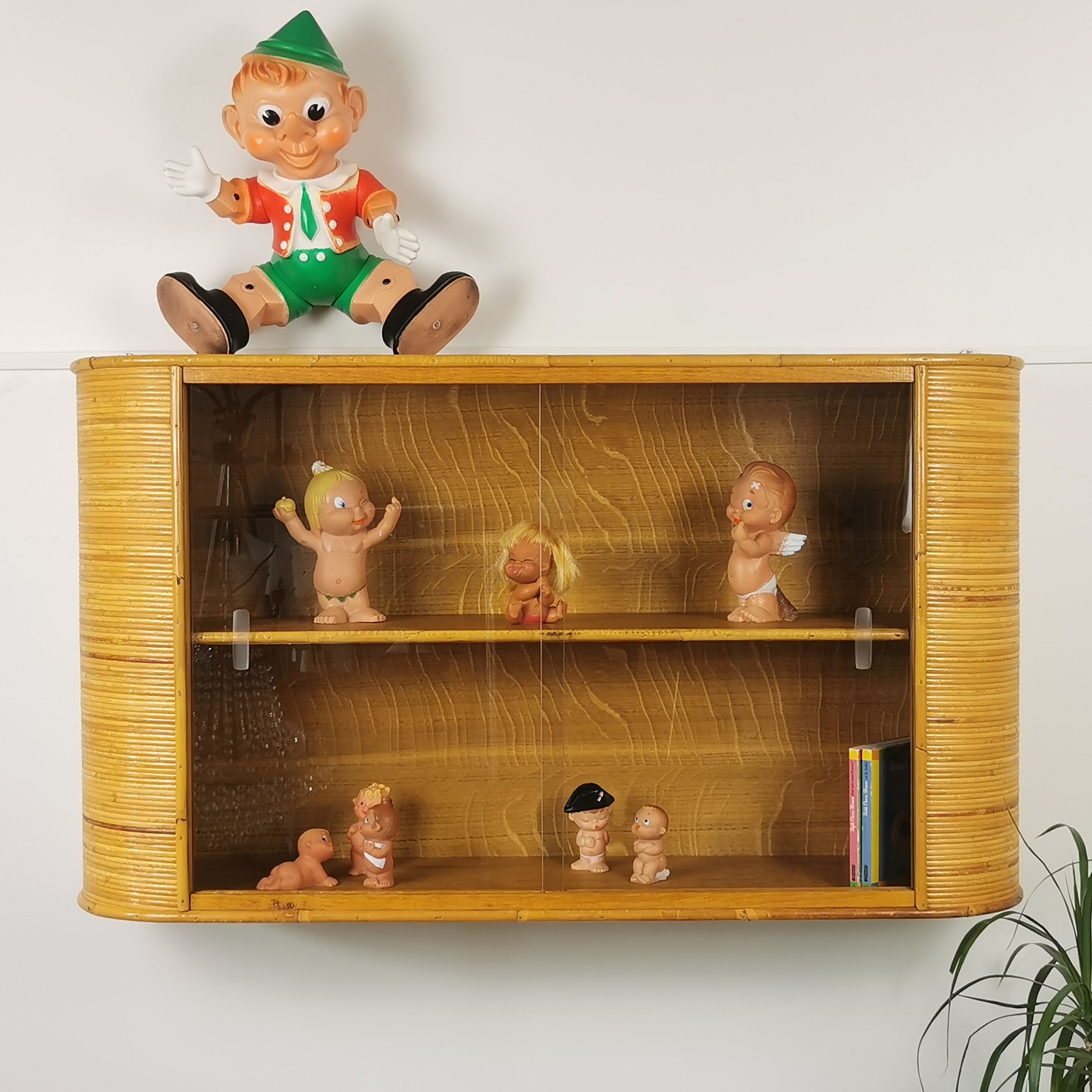 Rattan wall display case 60'