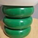 Table lamp, opaline globe and vintage lacquered green wood, 1980