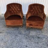 vintage chairs in squirrel brown velvet