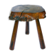 Tabouret tripode brutaliste en bois massif
