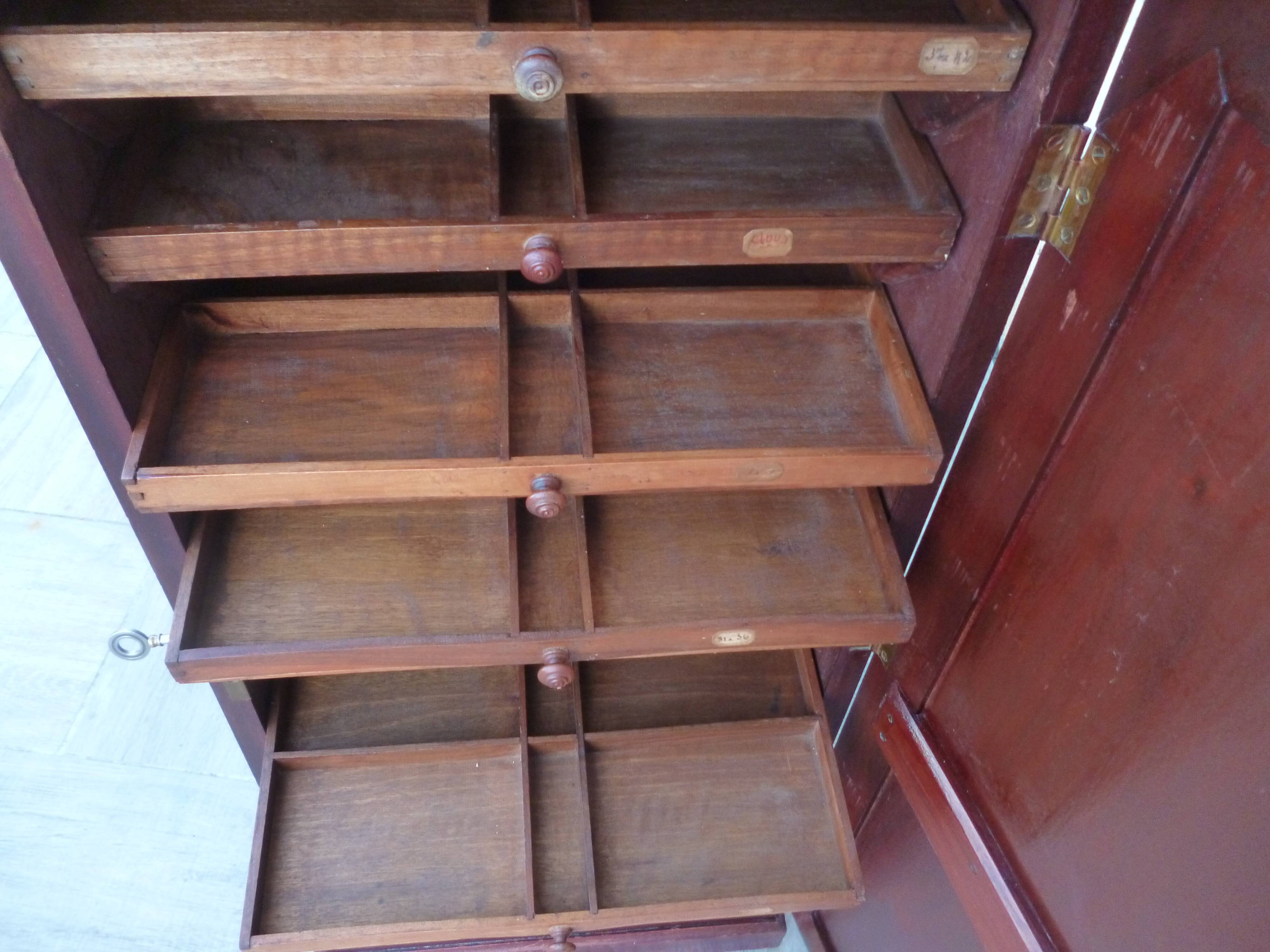 Watchmaker's trade furniture jeweler with antique mahogany secret