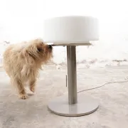 Temde table lamp with opaline glass shade and stainless steel base – 1970s