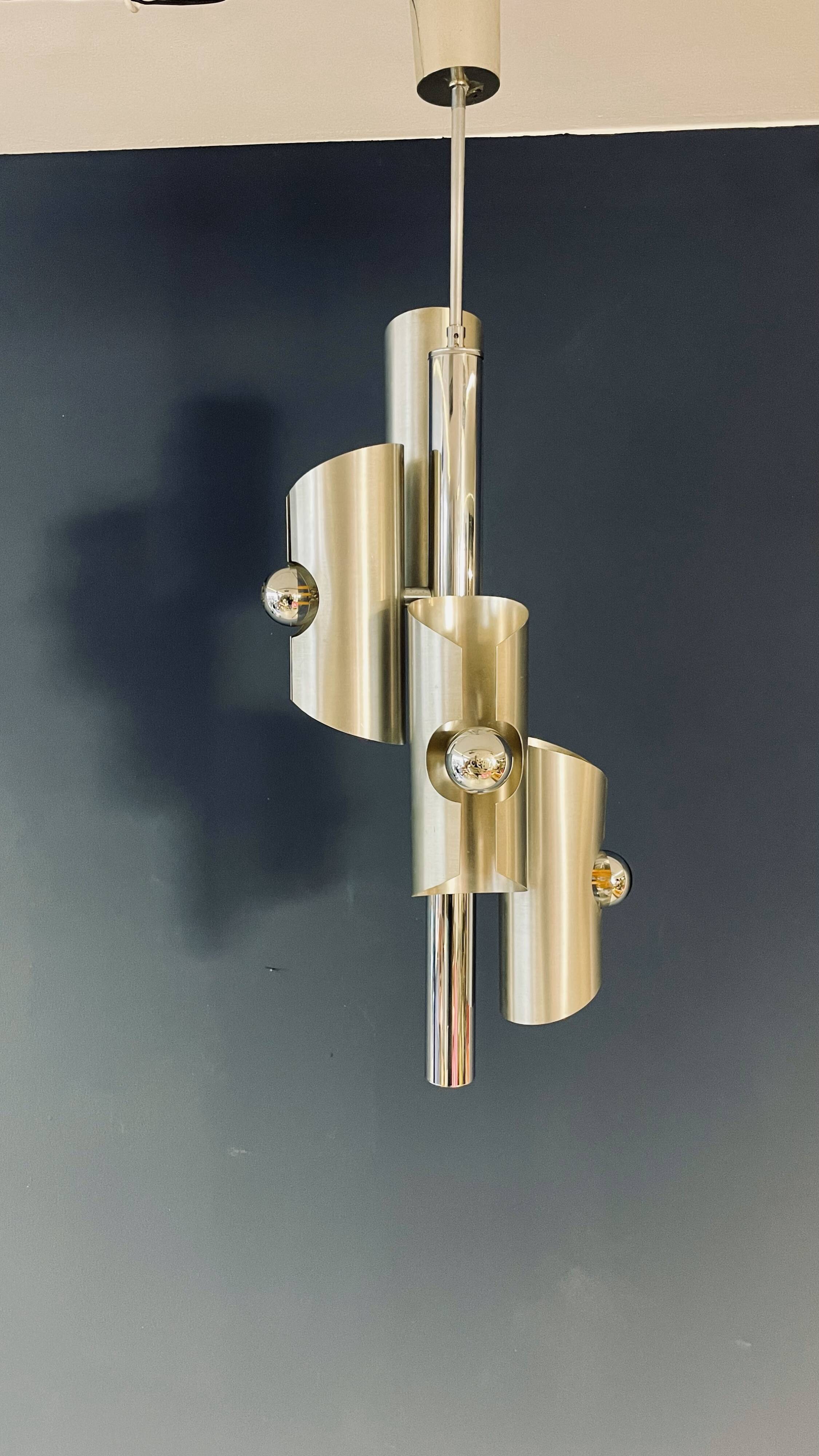 Designer Silver Lamp with Four Silver-Top Bulbs