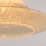 Large suspended brass luminaire from Limburg with opaline glass, Germany, 1970s.