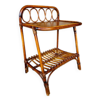 Bamboo and rattan side table, Italy, circa 1960s