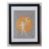Peinture sur lin encadrée, Dans les étoiles.