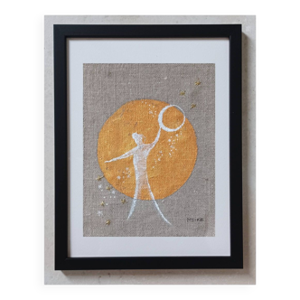 Framed linen painting, In the stars.