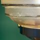 Vintage globe table lamp in frosted yellow and gold glass.