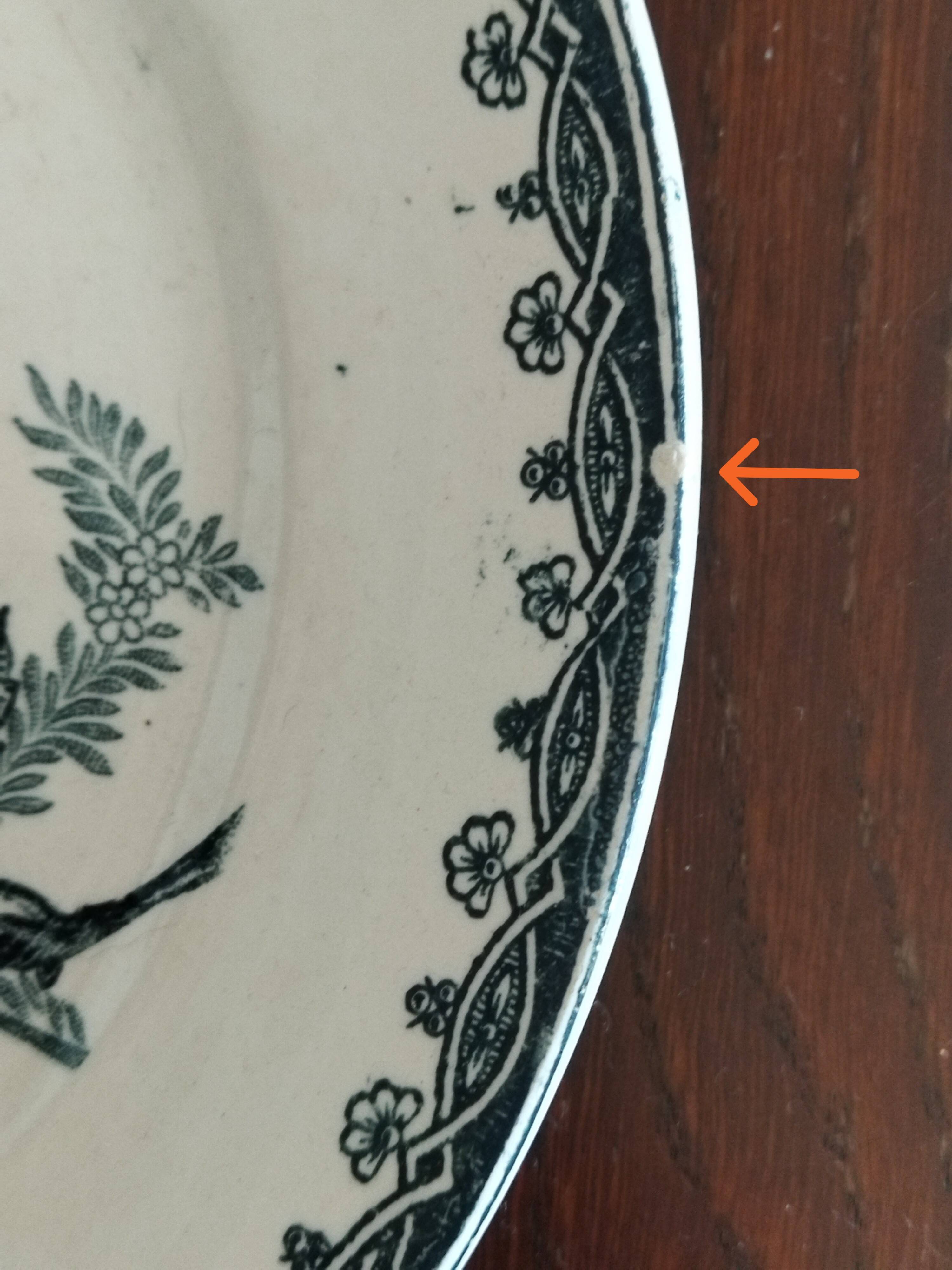 8 iron earthenware plates (St Amand Hamage HB & Cie Sarreguemines Digoin)