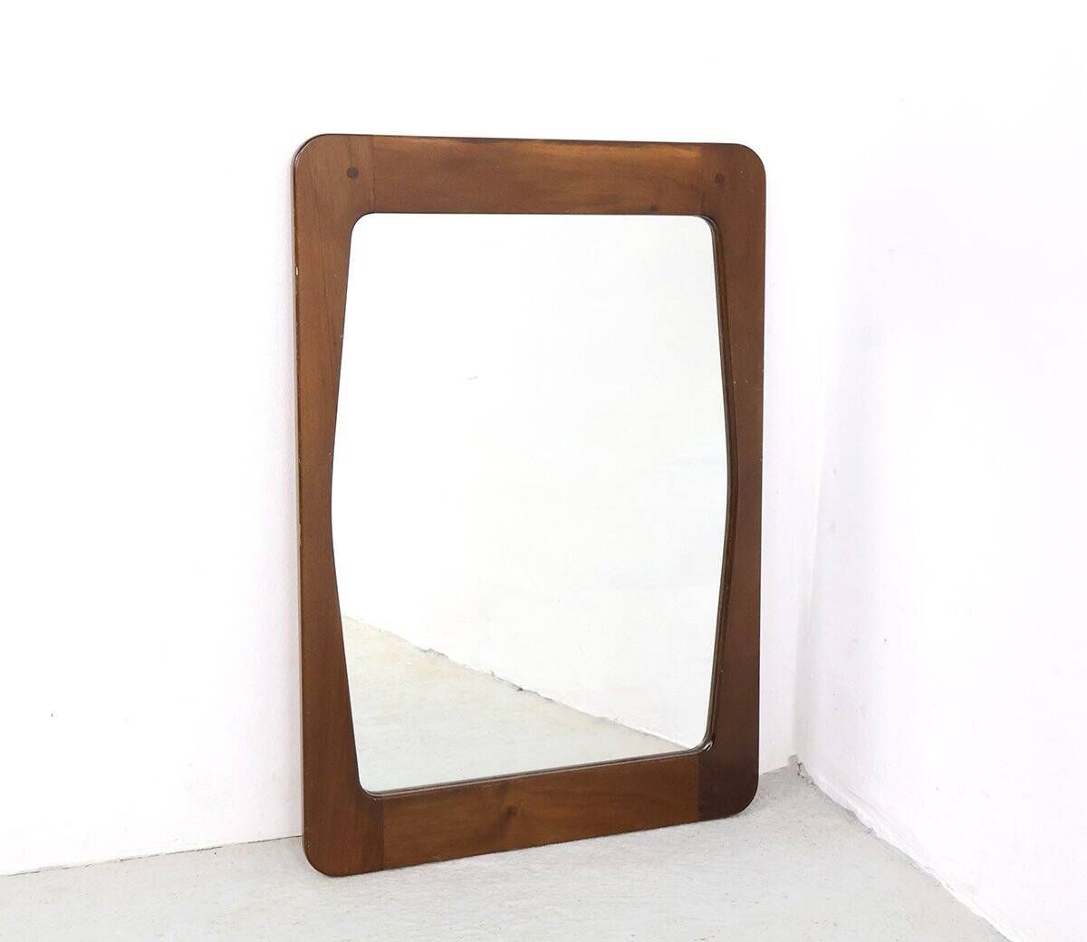Vintage wooden mirror by Aksel Kjersgaard for Illums Bolighus, 1960s