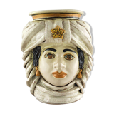 Woman beige turban vase