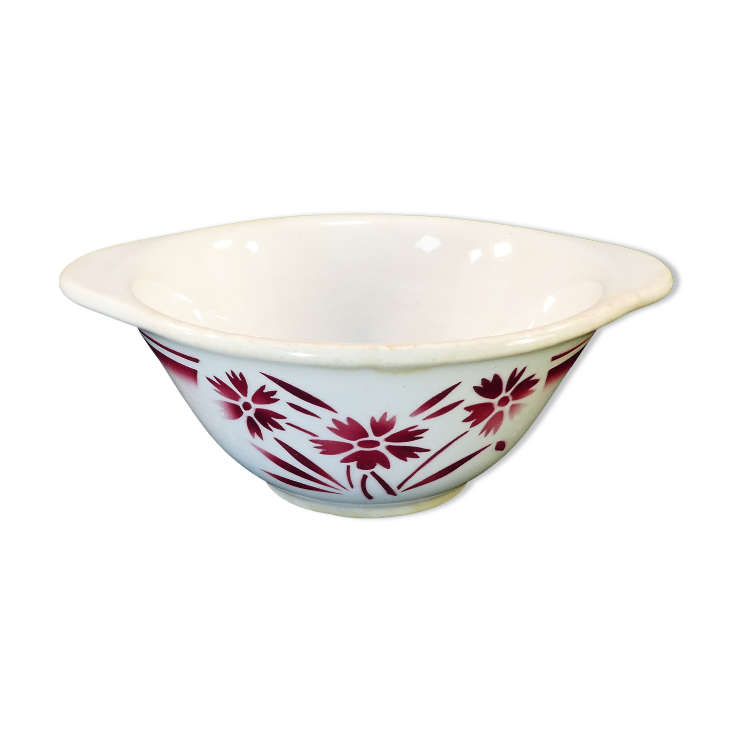 faience sausage bowl of BADONVILLER FB FENAL FRERES decoration FLEUR ROUGE