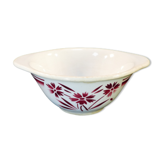 faience sausage bowl of BADONVILLER FB FENAL FRERES decoration FLEUR ROUGE