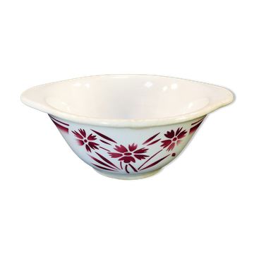 faience sausage bowl of BADONVILLER FB FENAL FRERES decoration FLEUR ROUGE