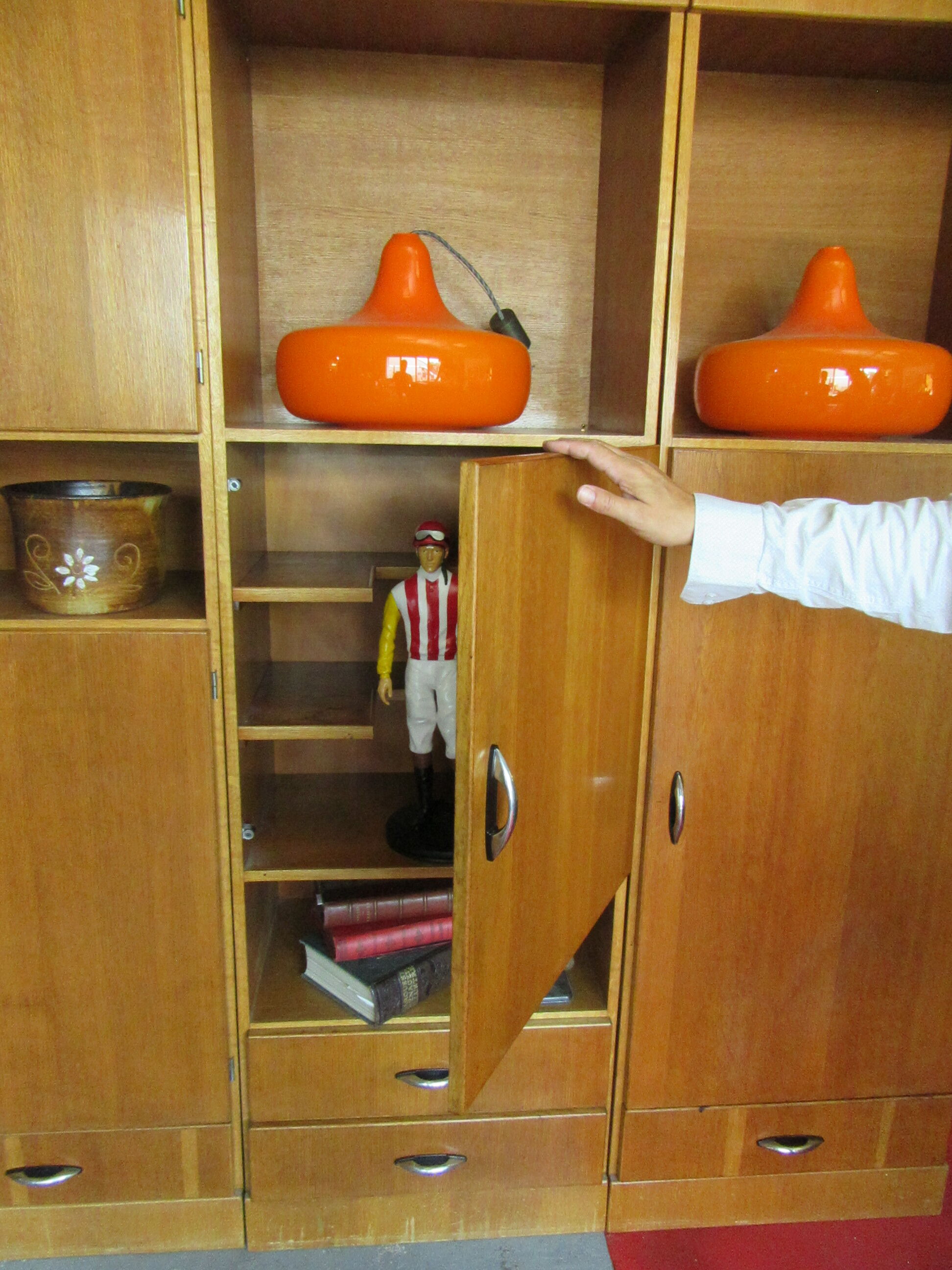 Meuble modulable de bureau ou de salon plaqué chêne des années 1960