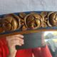 Antique oval mirror, royal blue and gold – rose design – 80 x 52 cm