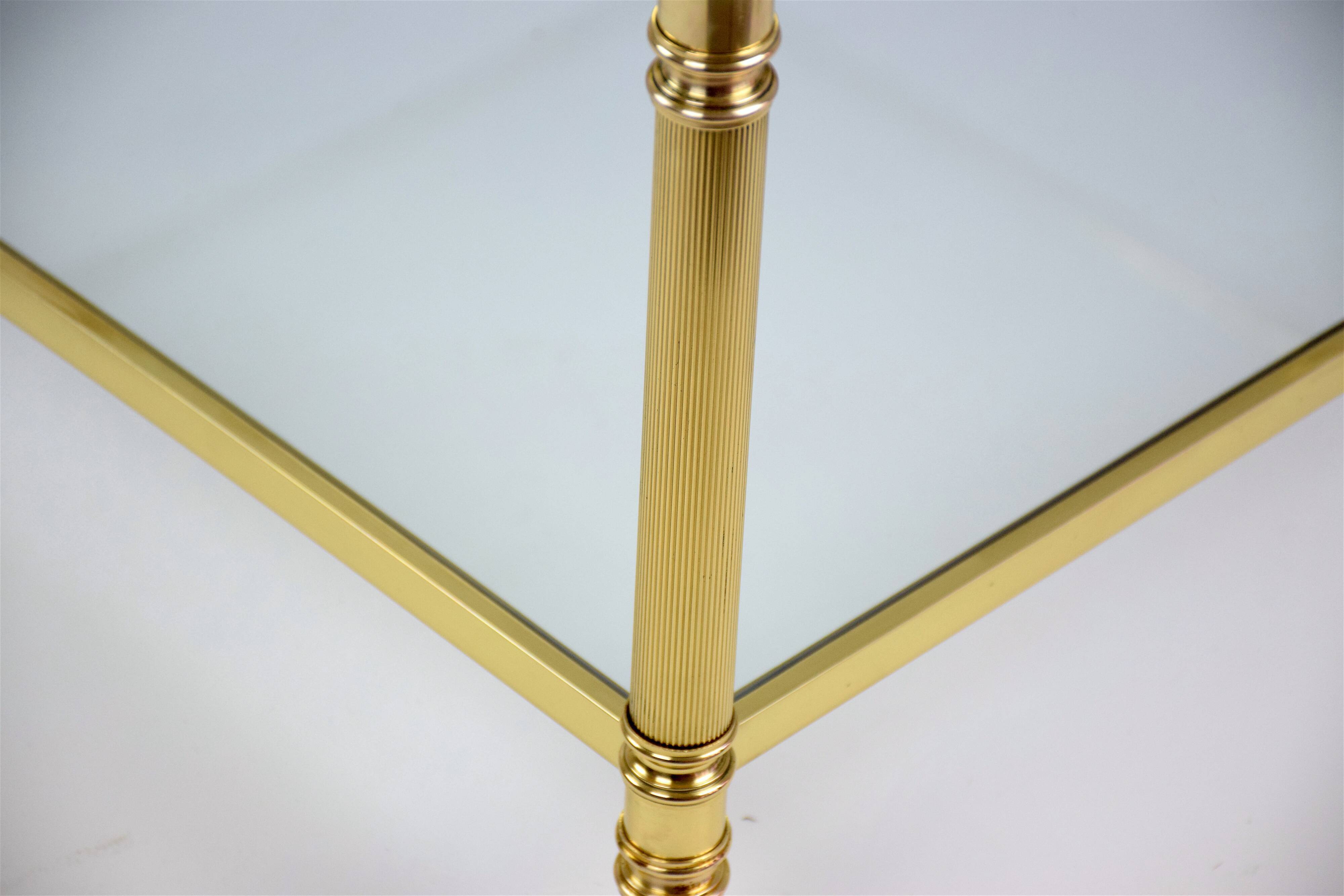 Vintage Coffee Table in Massive Brass and 70s Glass