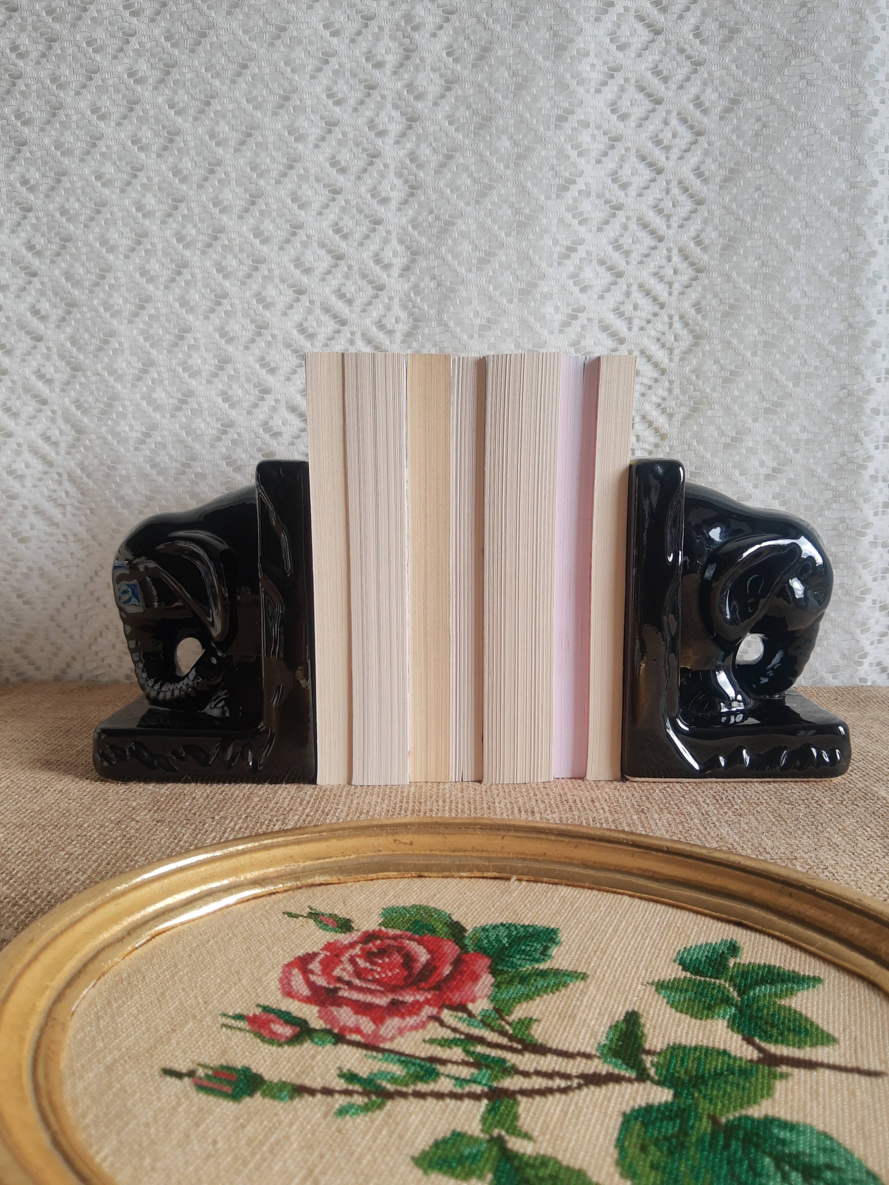 Pair of greenhouse books ceramic vintage elephant