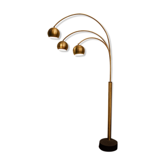 Floor lamp three brass lights by Reggiani 1970s