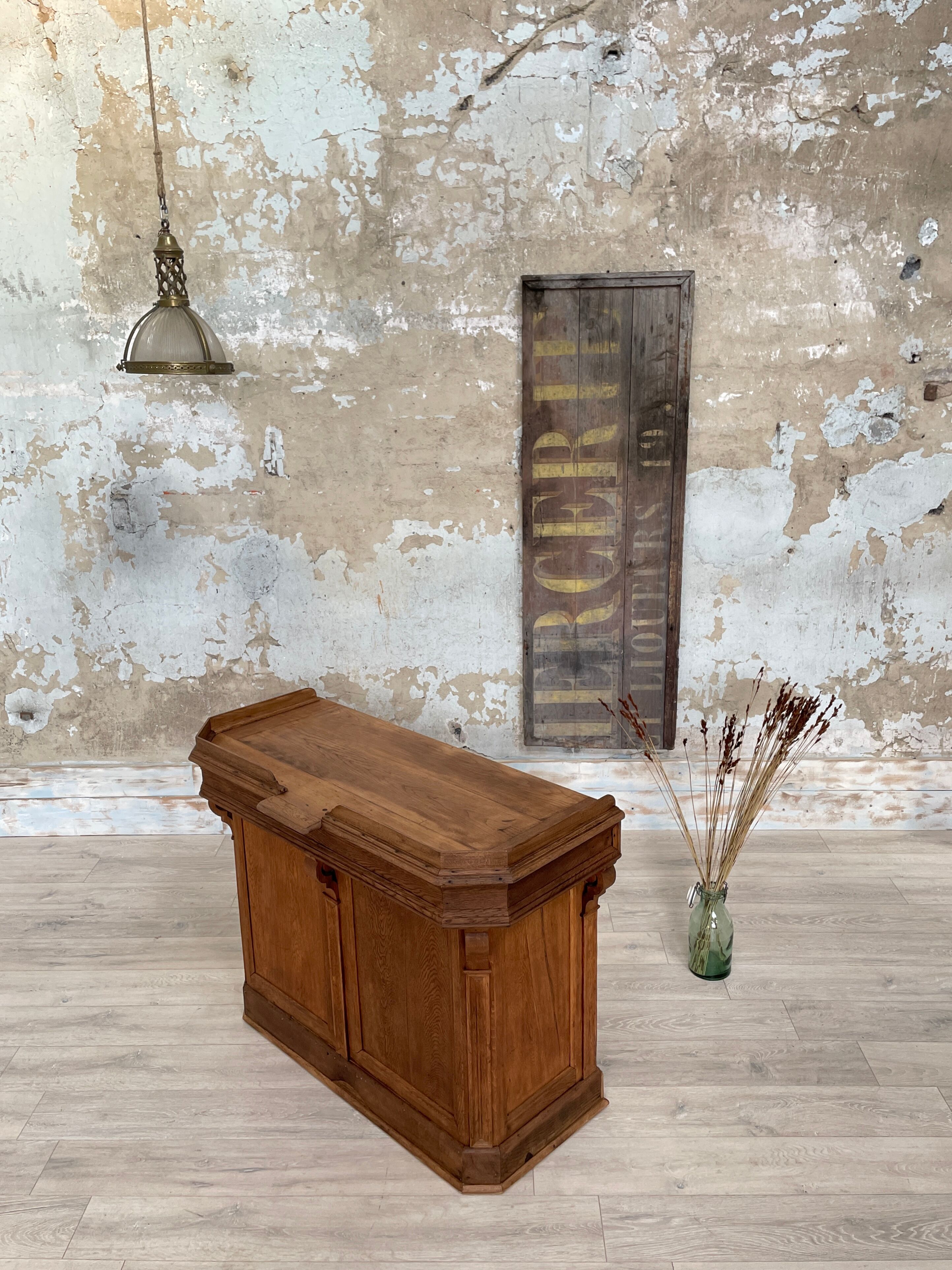 Solid oak box countertop, circa 1900.