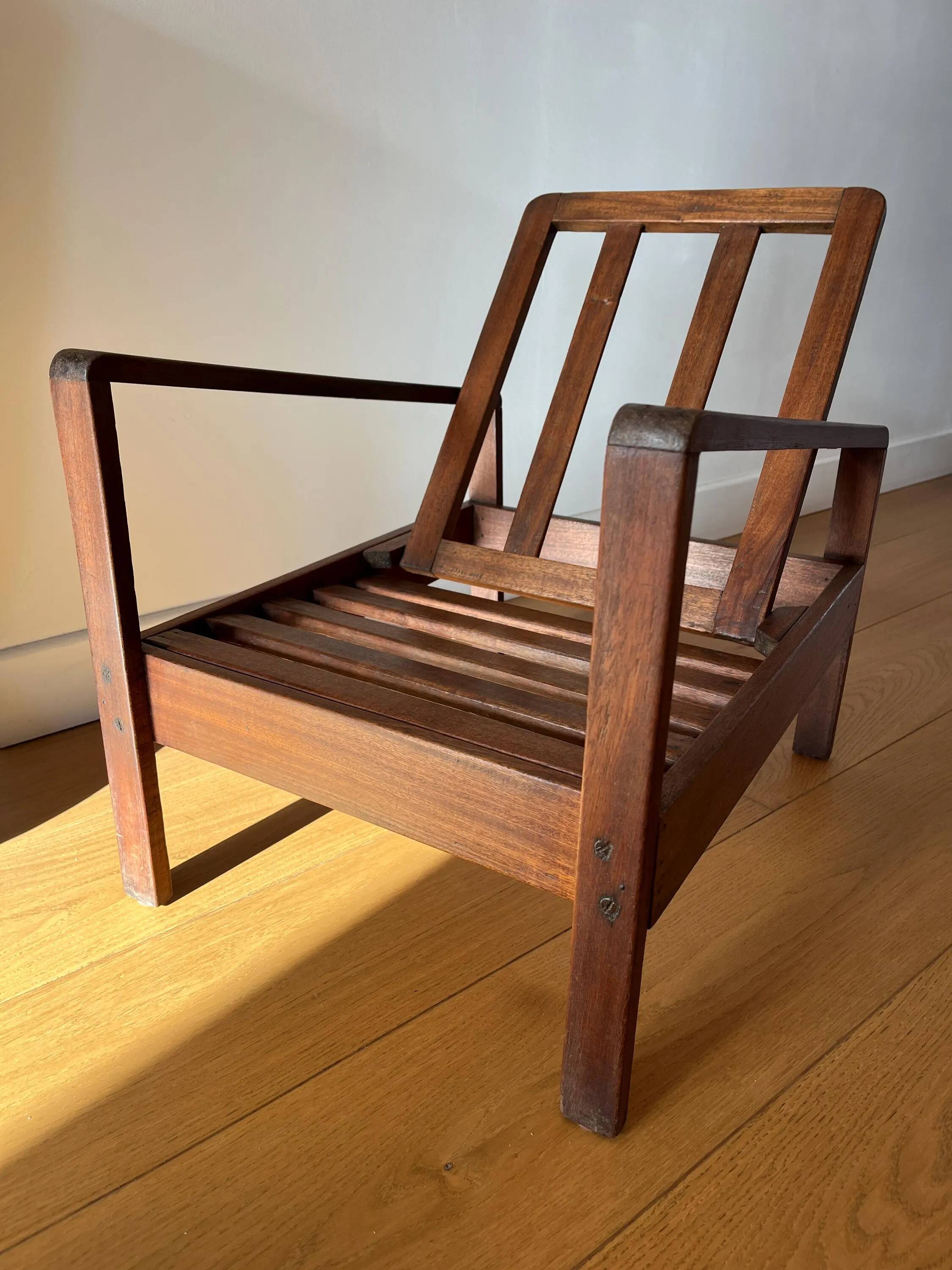 Vintage wooden armchair for children 1960