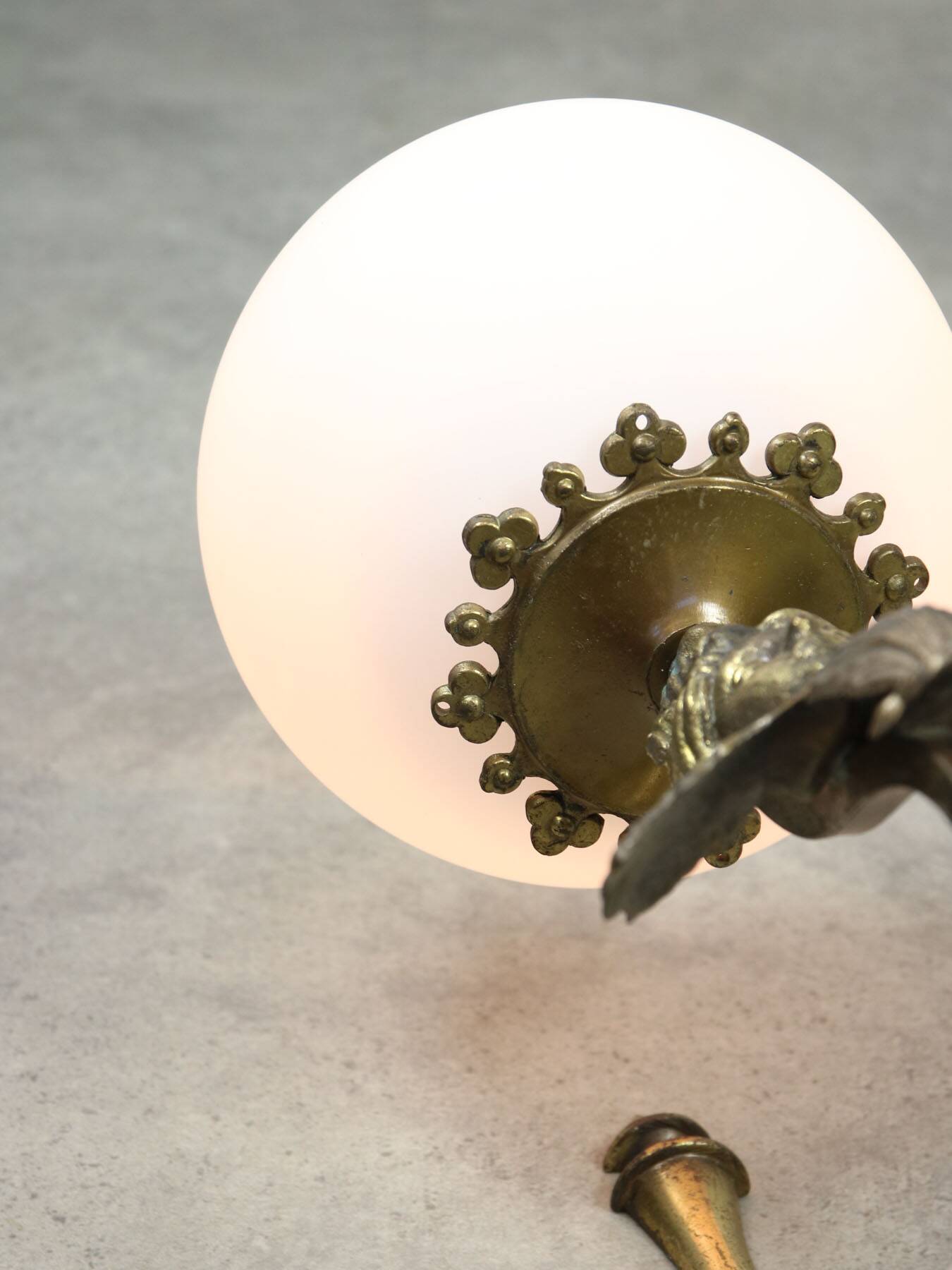 Antique Italian Figural Brass Wall Lamp, set of 2