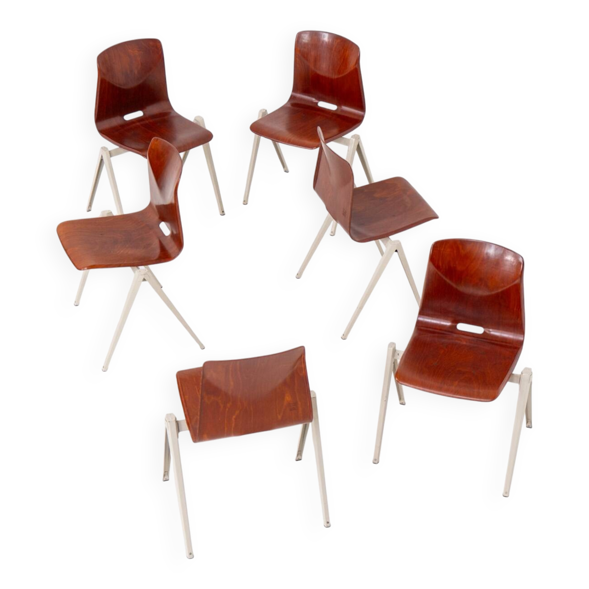 Ensemble de 6 chaises de salle à manger industrielles "S22" par Pagholz
