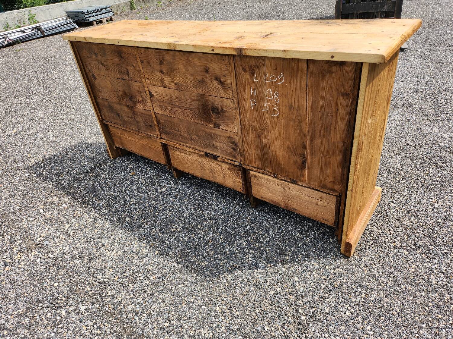 Old trade furniture with 3 drawers and 3 doors