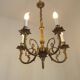 Elegant French Vintage Bronze 5-Light Art Nouveau Style Chandelier