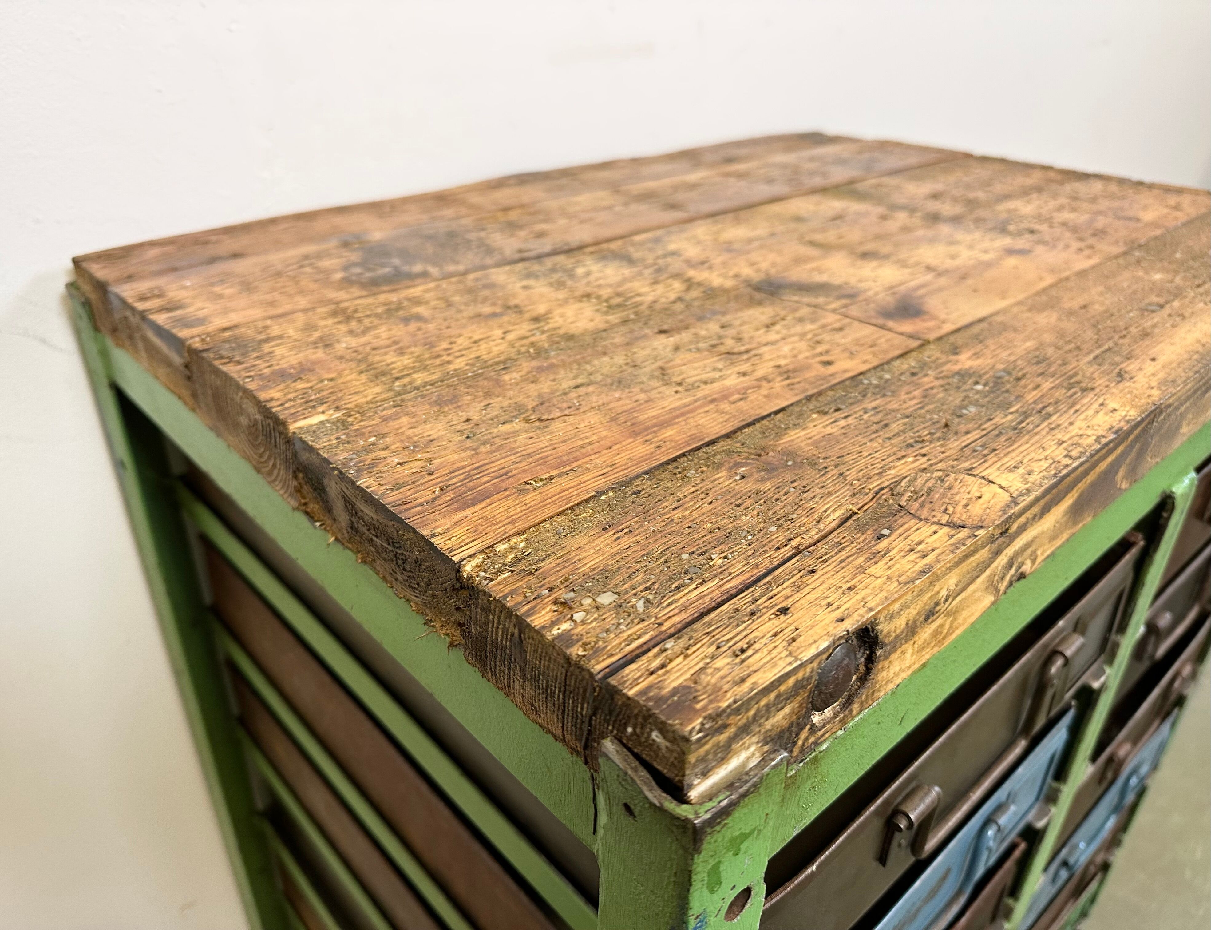 Vintage industrial iron chest of drawers, 1950s