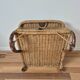 Vintage foldable beach chair, picnic in rattan and leather.