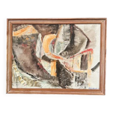 Swedish Original Oil on Canvas – "Abstract Composition" by Eivor Lindberg – 1967 – Signed – Vintage and Framed – 68 × 52 cm (26.8 in × 20.5 in)