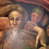 Rare paravent Art déco peint à la main dans le style de Michel-Ange