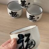 4 vintage stoneware cups