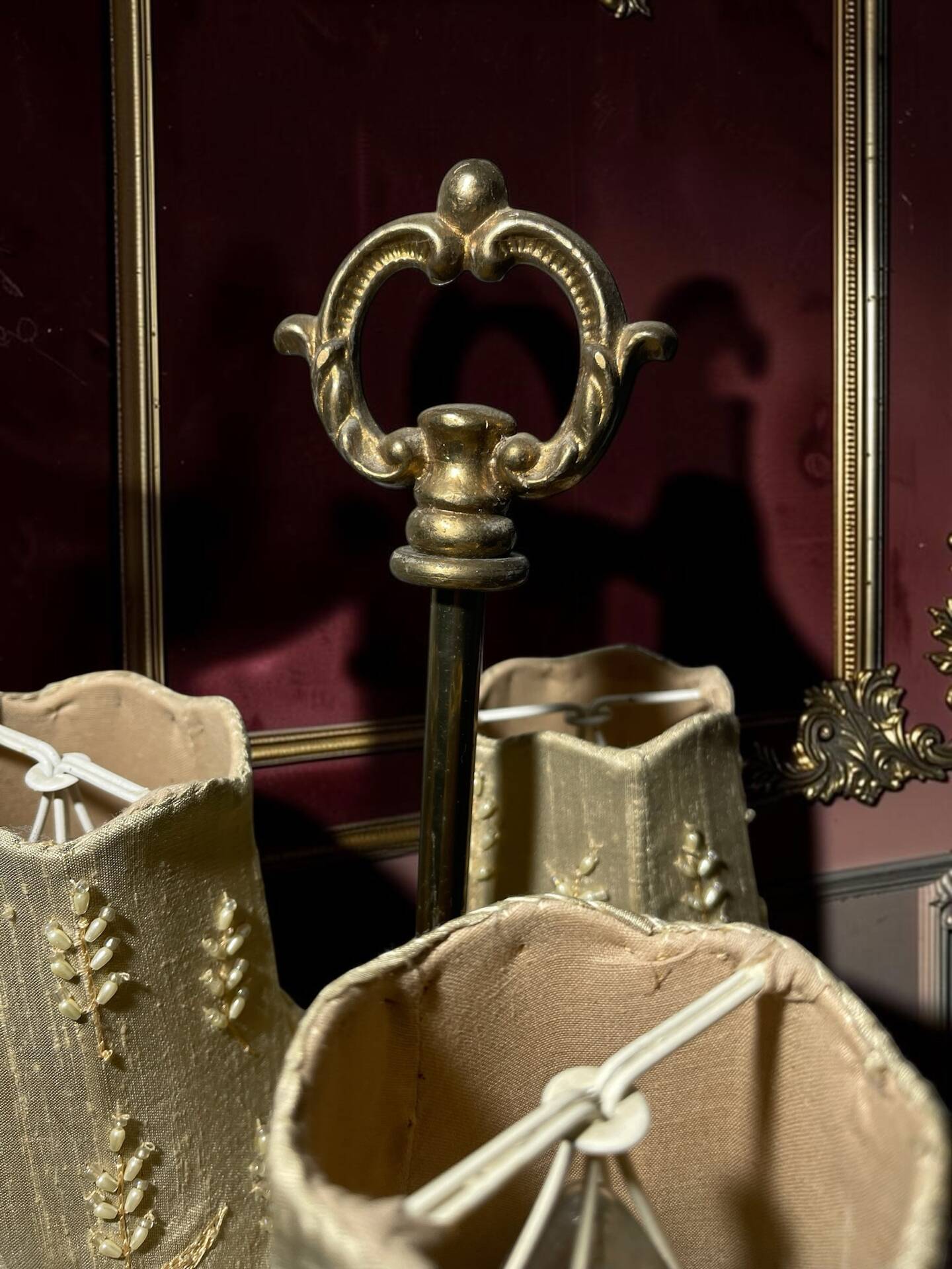 Antique three-light table lamp