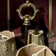 Antique three-light table lamp