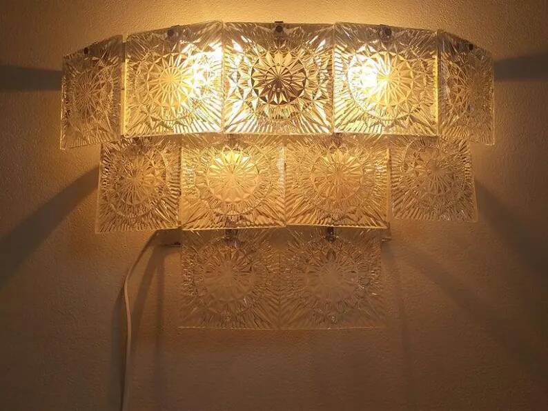 Midcentury Large Wall Lamp Kamenicky Senov, 1970s