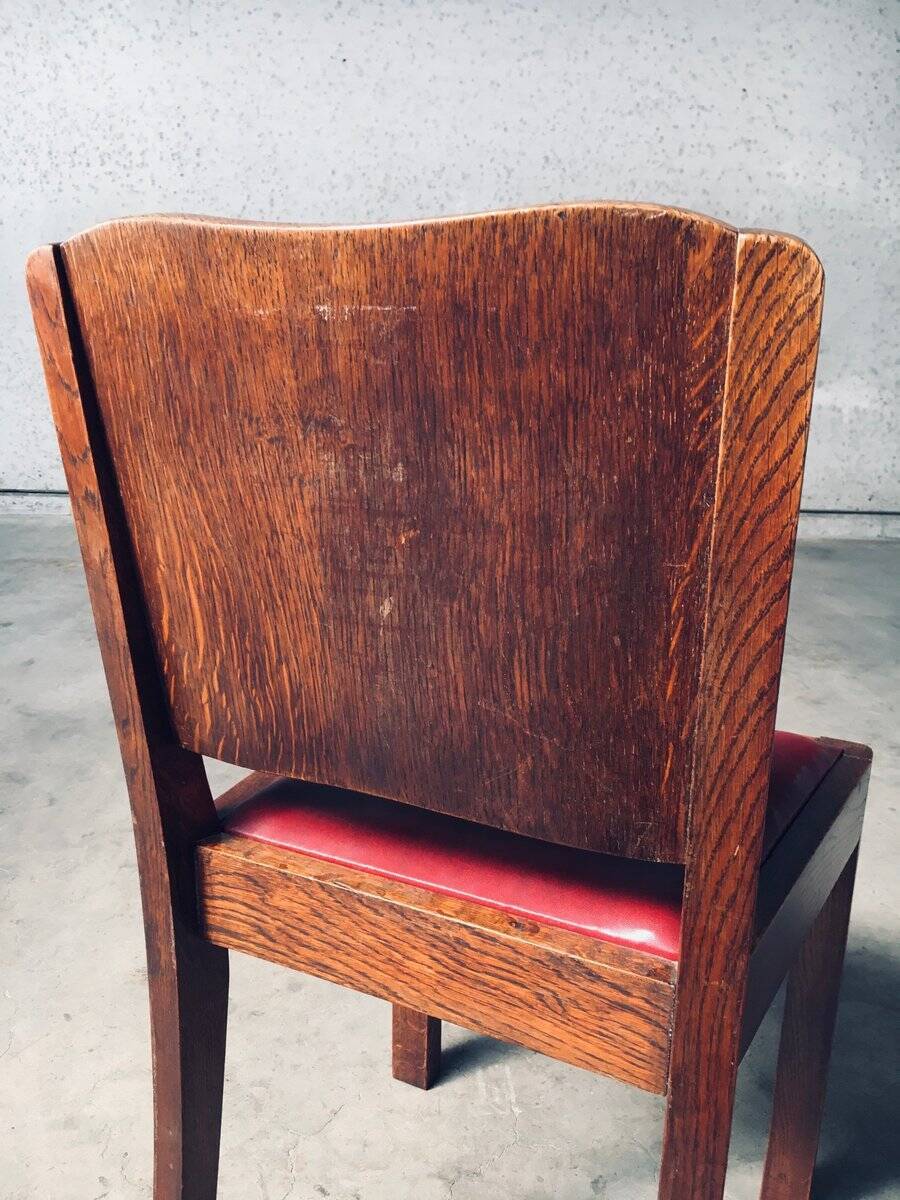 Art Deco Dining Chair Set, Belgium, 1920s, Set of 4